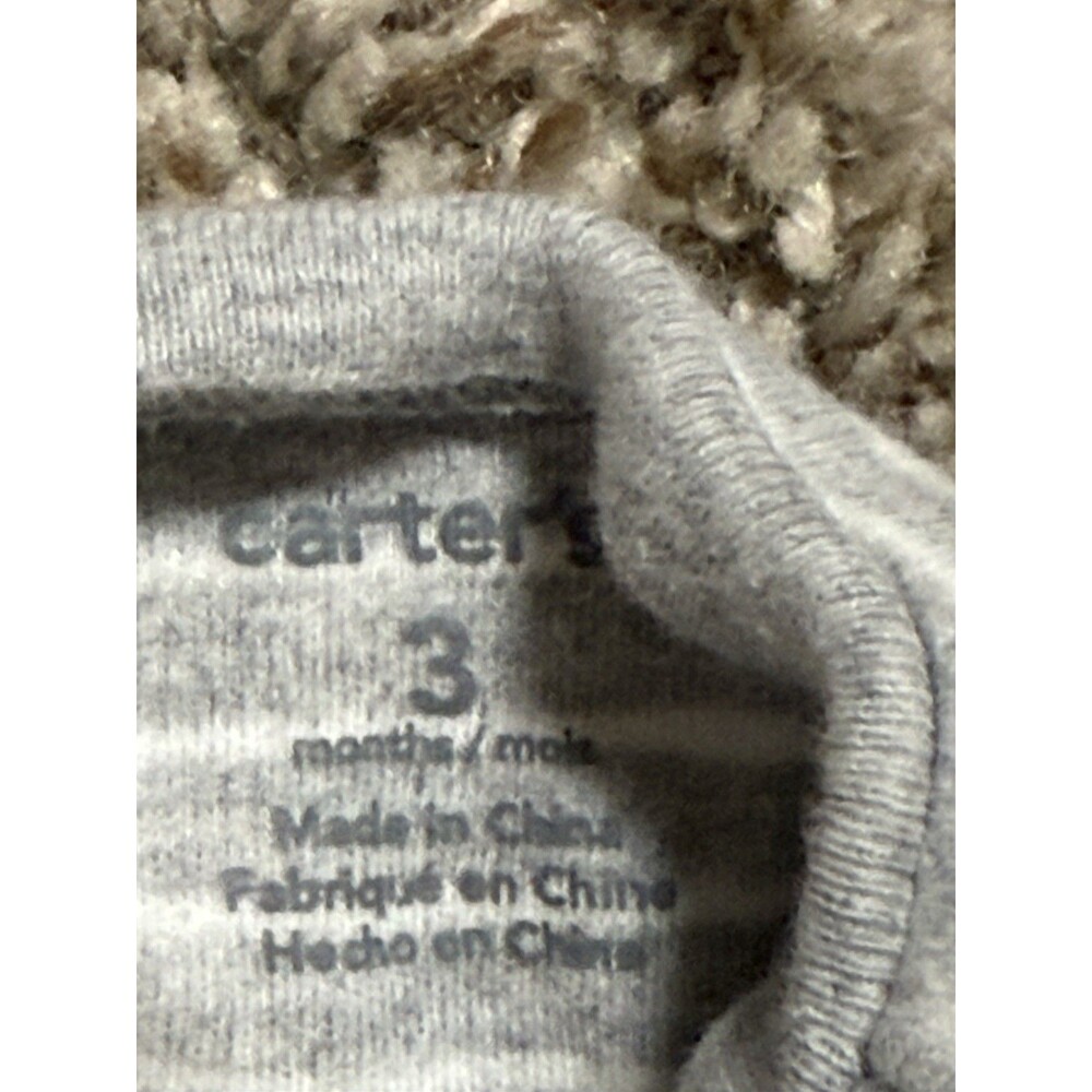 Carter's Dinosaur Sleep & Play Baby Bodysuit Gray Zip Pajama 3M - Picture 3 of 15